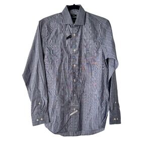 Kenneth Cole AWARENESS Dress Shirt Non-Iron Slim Fit Plaid Check 14 1/2 32/33
